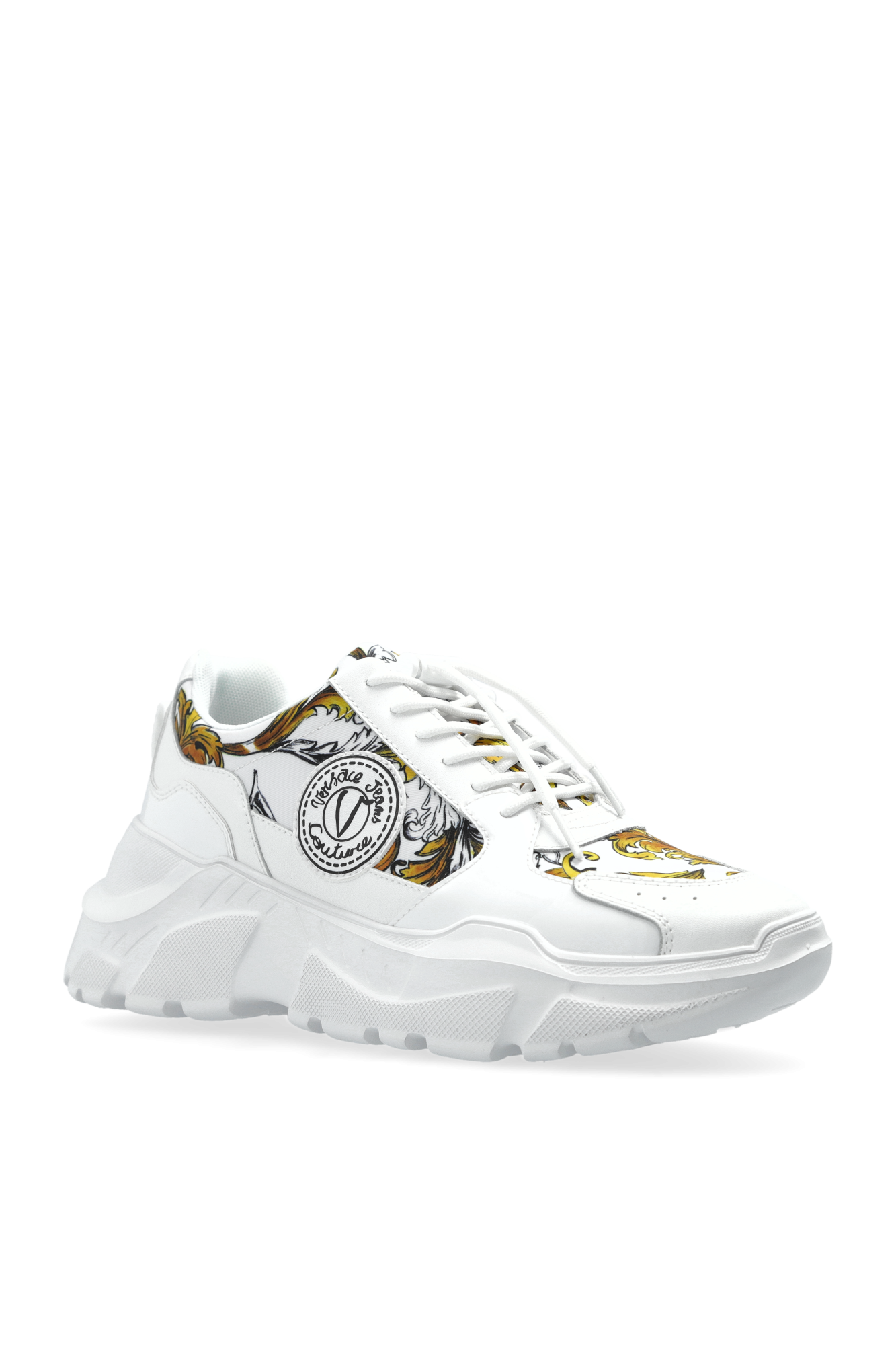 スニーカー VERSACE JEANS COUTURE Woman Sneakers White 78VA3SC7ZSC60 G03 White Sneakers with barocco print Versace Jeans Couture